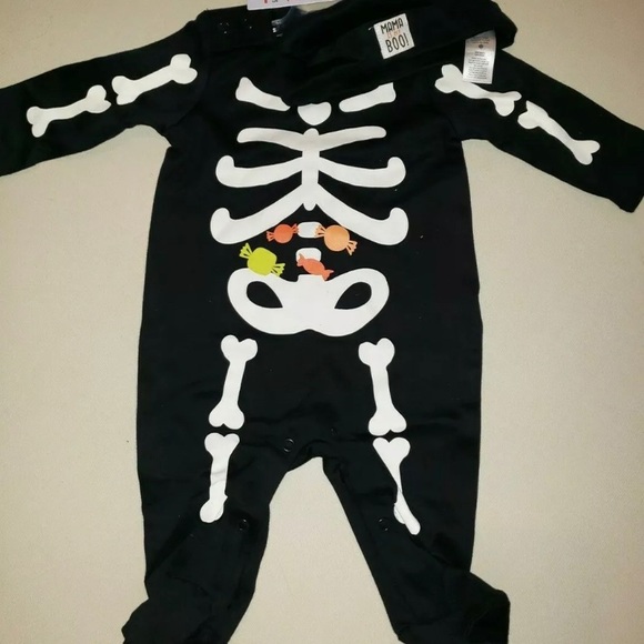 NWT Little Me Halloween Skeleton Print Sleeper 3M - Picture 3 of 5